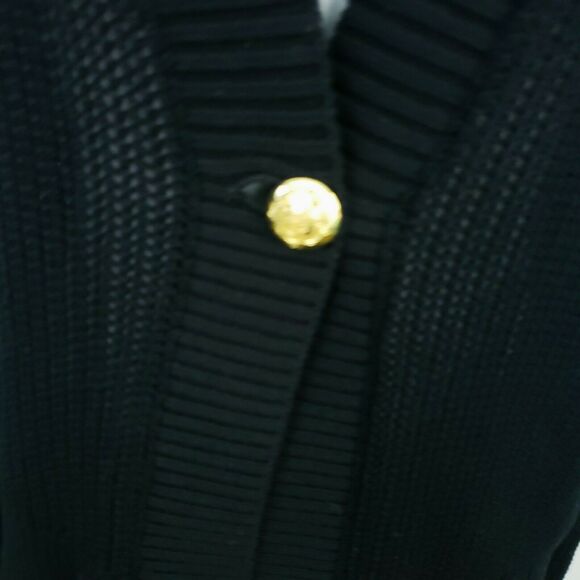 JONES NEW YORK BLACK OPEN-KNIT CARDIGAN SWEATER Career Work Wear Large - Picture 5 of 7